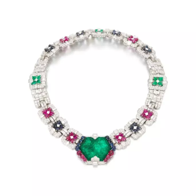 卡地亞寶石鑽石項鏈，約 1930 年作