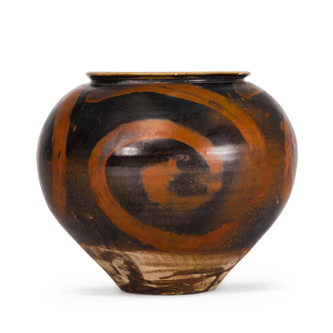 北宋 黑釉鐵繡花渦紋罐